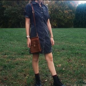 Vintage Tommy Hilfiger Jeans Stretch Denim Button Down Dress Mini Shirt 6